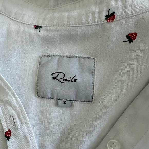 Rails White Button Down Shirt with Red Print - Picture 8 of 11